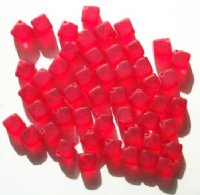 50 8mm Diagonal Hole Matte Red Cube Beads